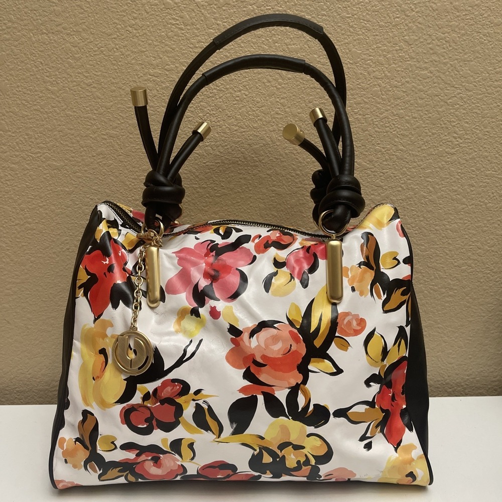 CHARLES JOURDAN Floral Leather GORGEOUS Handbag Purse Bag-NICE